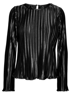 Rikki Plissé Bluse, Black, S