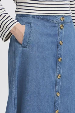 Risle Nederdel, Medium Blue Denim, 34