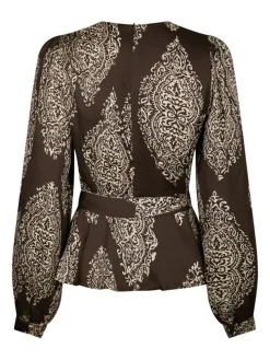 Rista Paisley Drop Bluse, Dark Brown, 36