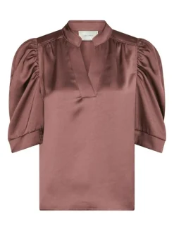 Roella Heavy Sateen Bluse, Dark Rose, 36