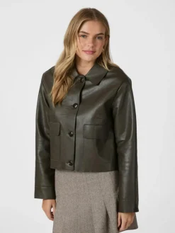 Romana Faux PU Jakke, Brown, 38