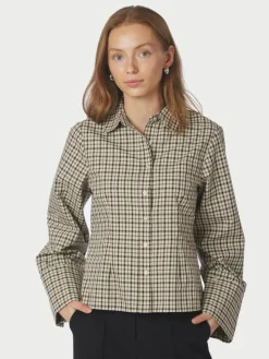 Rosa Checked Skjorte, Beige, 38