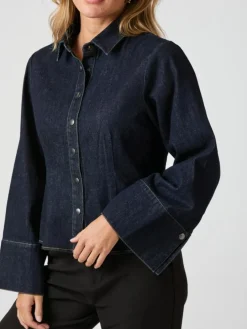 Rosa Denim Skjorte, Dark Blue, 34