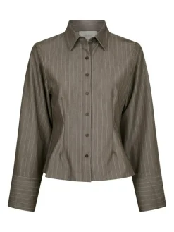 Rosa Pinstripe Melange Skjorte, Dusty Brown, 38