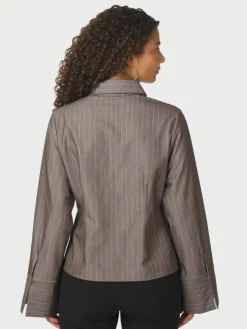 Rosa Pinstripe Melange Skjorte, Dusty Brown, 38