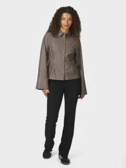 Rosa Pinstripe Melange Skjorte, Dusty Brown, 38