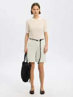 Rose Structure Knit Bluse, Snow White, L