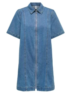 Rosenheim Zip Denimkjole, Light Medium Blue Denim, L