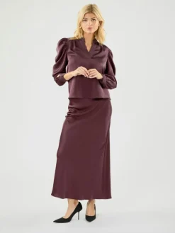 Rosslyn Heavy Sateen Bluse, Burgundy, 34