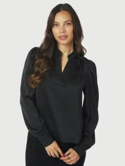 Rosslyn Heavy Sateen Bluse, Black, 40