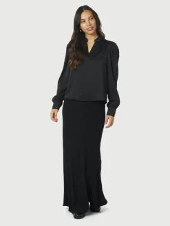 Rosslyn Heavy Sateen Bluse, Black, 40