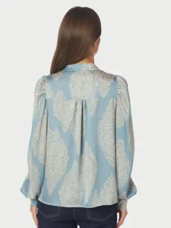 Rosslyn Paisley Drop Bluse, Dusty Blue, 40