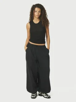 Roxane Balloon Poplin Bukser, Black, 36