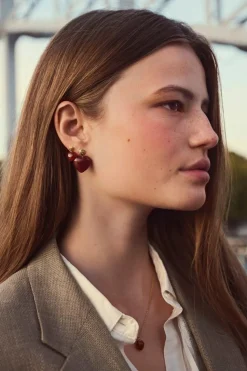 Rubina Heart Øreringe, Gold Plated