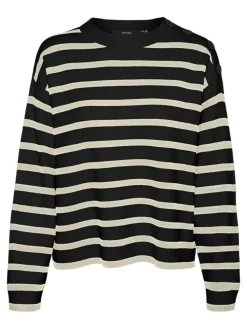 Saba Button Striktrøje, Black/Birch, S