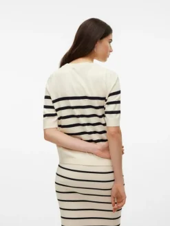 Saba Plain Strikbluse, Birch/Black, L