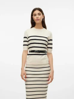 Saba Plain Strikbluse, Birch/Black, L