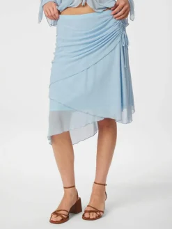 Saffron Asymmetric Mesh Nederdel, Light Blue, 38