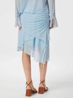 Saffron Asymmetric Mesh Nederdel, Light Blue, 38