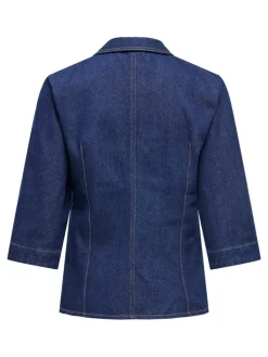 Sally Zip Denimskjorte, Dark Blue Denim, M