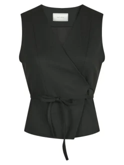 Samara Twill Wrap Vest, Black, 42