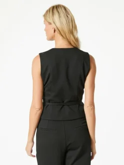 Samara Twill Wrap Vest, Black, 42