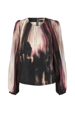 Saturna Bluse, Bordeaux Print, 40