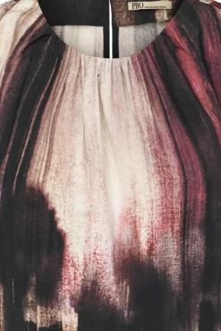 Saturna Bluse, Bordeaux Print, 40