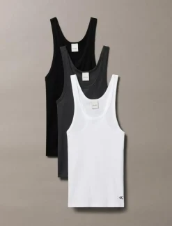 Scoop 3-pak Tank Top, Black/White/Charcoal Heather, L