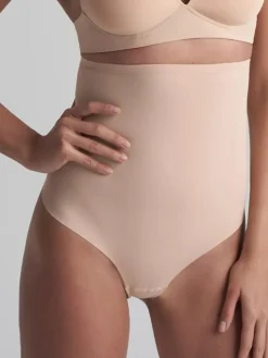 Sculpting High Waist Thong, Beige, XL