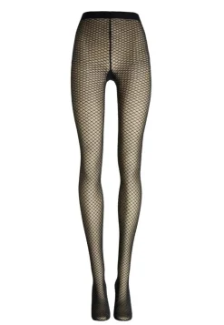 Shimmer Effect Tights, Black/Silver Lurex, L
