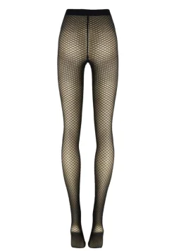 Shimmer Effect Tights, Black/Silver Lurex, L