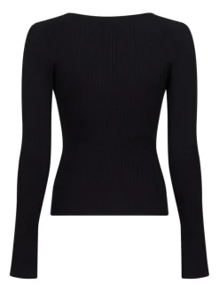 Shirley Knit Strikbluse, Black, 40