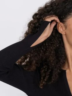 Shirley Knit Strikbluse, Black, 40