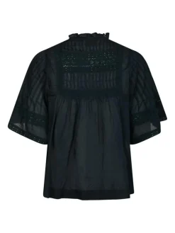 Siama S Voile Bluse, Navy, 36