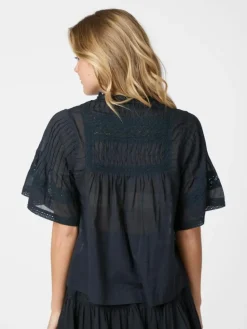 Siama S Voile Bluse, Navy, 36