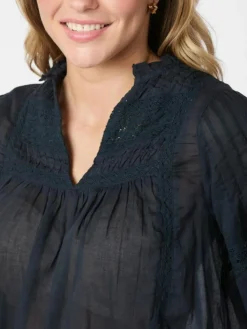 Siama S Voile Bluse, Navy, 36