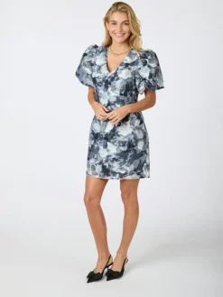 Sika Brocade Floral Kjole, Floral Grey, 36