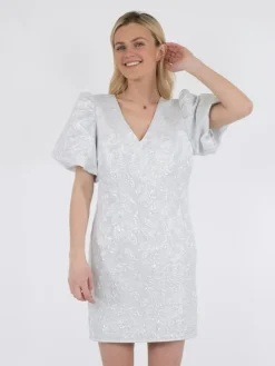 Sika Metallic Kjole, Silver, 38