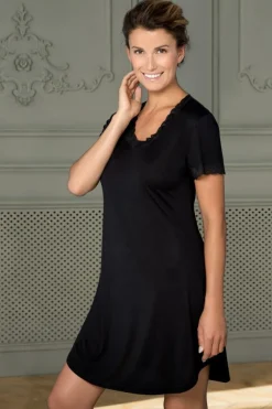 Silk Jersey Natkjole, Black, L