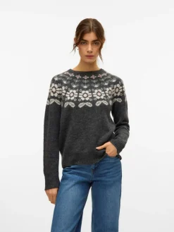 Simone Nordic Striktrøje, Dark Grey Melange, S