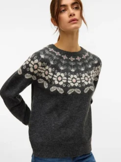 Simone Nordic Striktrøje, Dark Grey Melange, S