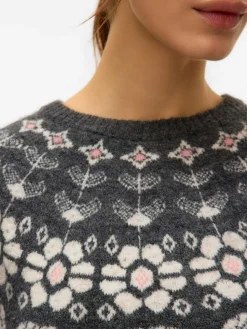 Simone Nordic Striktrøje, Dark Grey Melange, S