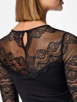 Sinna Langærmet Bodystocking, Black, M