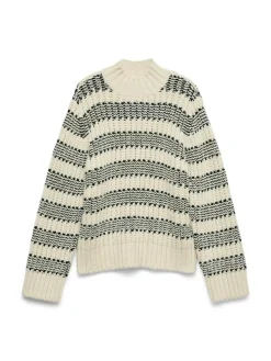 Skye Highneck Striktrøjer, Birch/Black, M