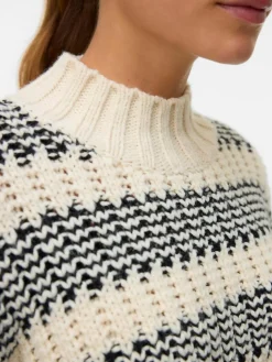 Skye Highneck Striktrøjer, Birch/Black, M