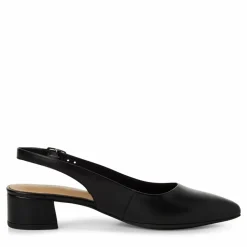 Slingback Pumps, Black Leather, 42