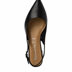 Slingback Pumps, Black Leather, 42
