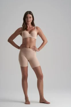 Smooth Essentials Mid Waist Shorts, Beige, XL