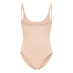 Soft Touch Seamless Open Bust Bodysuit, Beige, L